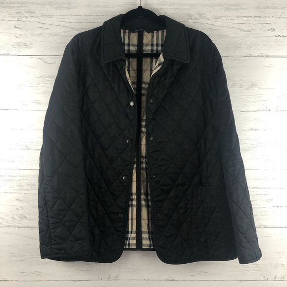 Burberry Jackets & Blazers - Burberry Nova Check Black Quilted Snap Jacket